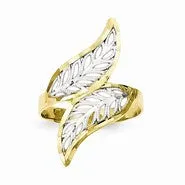 10k Yellow Gold & Rhodium Diamond-Cut Filigree Ring