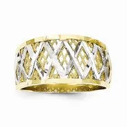 10k Yellow Gold & Rhodium Diamond-Cut Filigree Ring