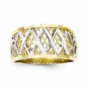 10k Yellow Gold & Rhodium Diamond-Cut Filigree Ring