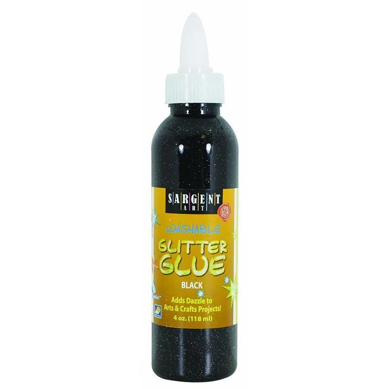 (12 Ea) 4 Oz Glitter Glue Black