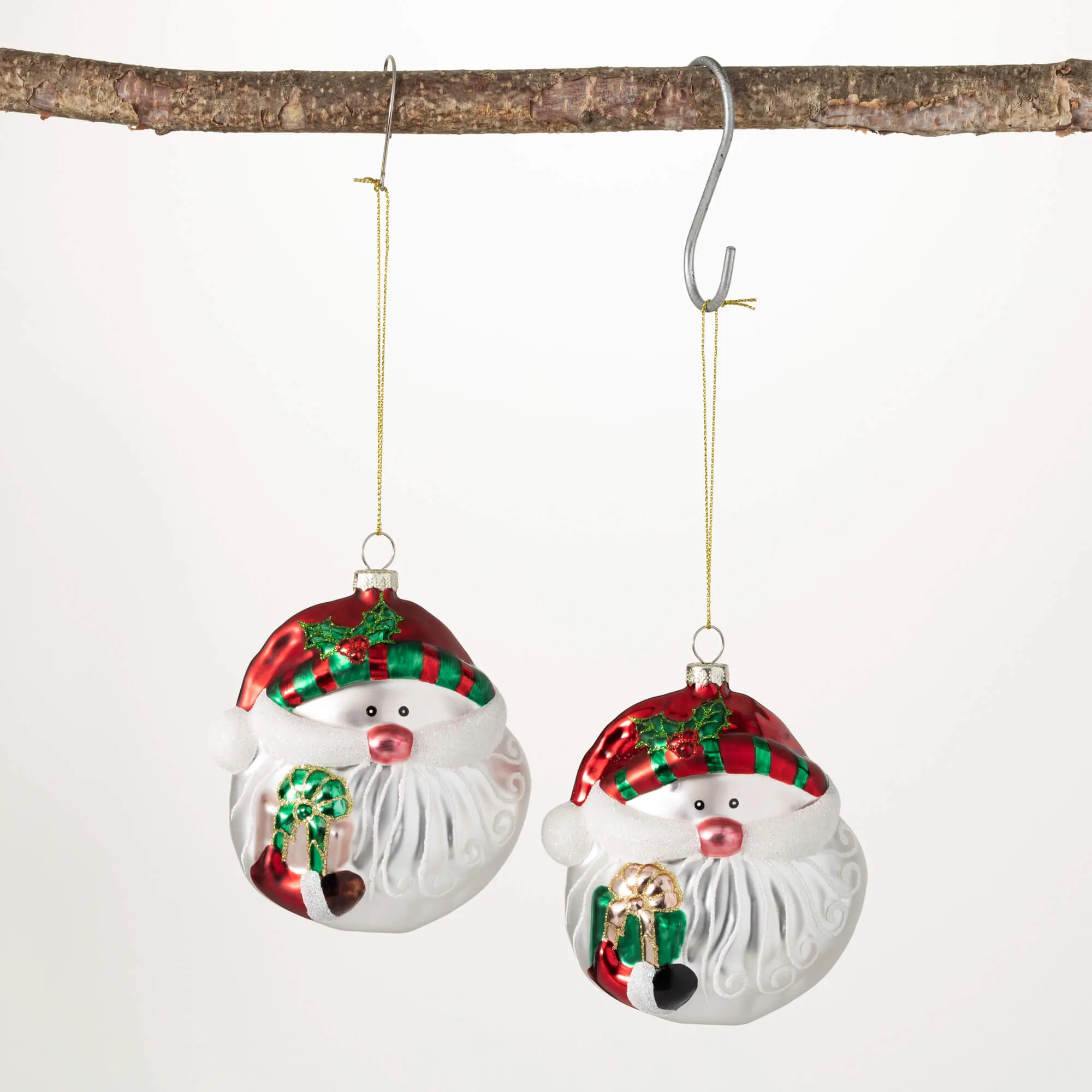 4.75"H Sullivans Metallic Santa Ornament - Set of 2, Multicolored Christmas Ornaments