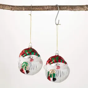 4.75"H Sullivans Metallic Santa Ornament - Set of 2, Multicolored Christmas Ornaments