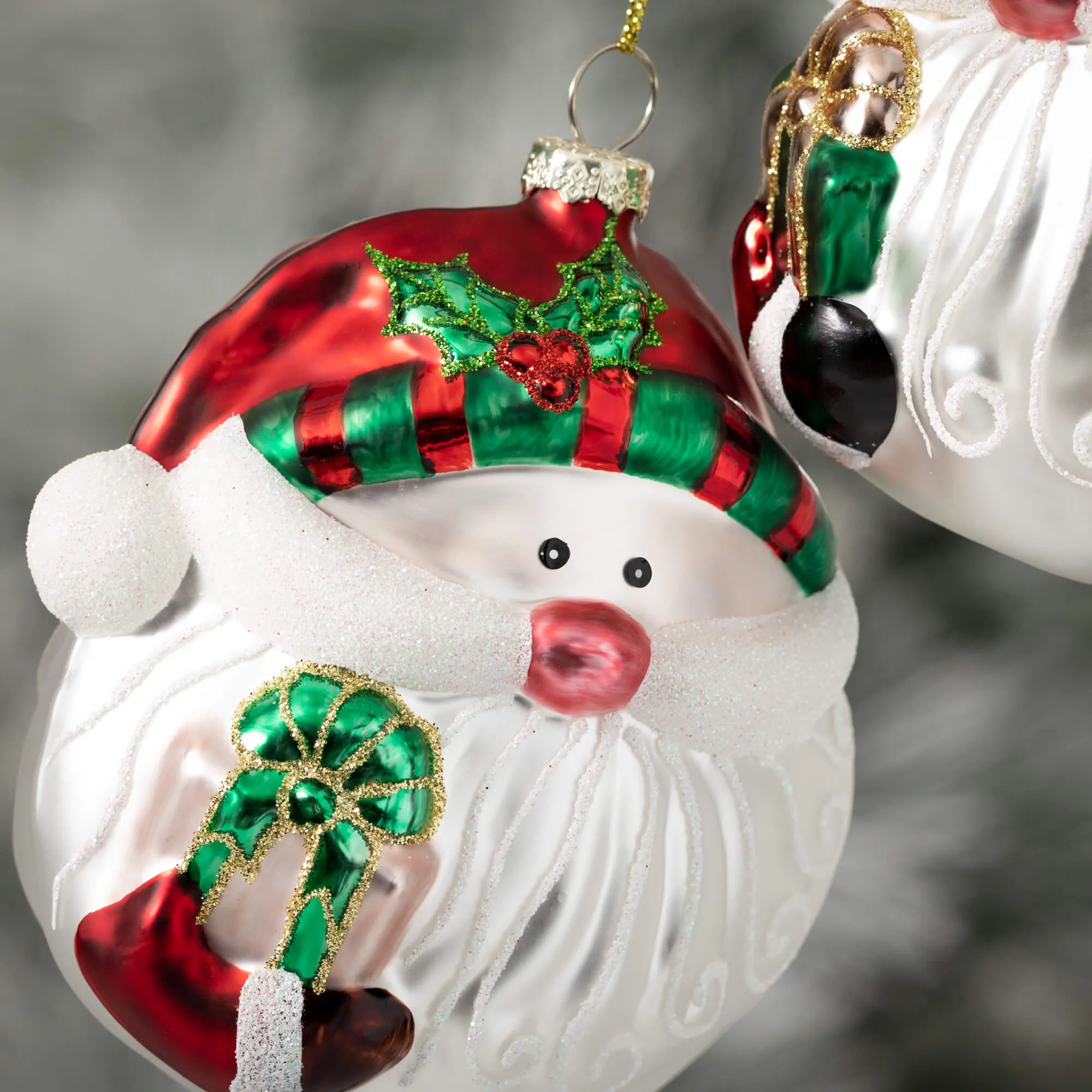 4.75"H Sullivans Metallic Santa Ornament - Set of 2, Multicolored Christmas Ornaments