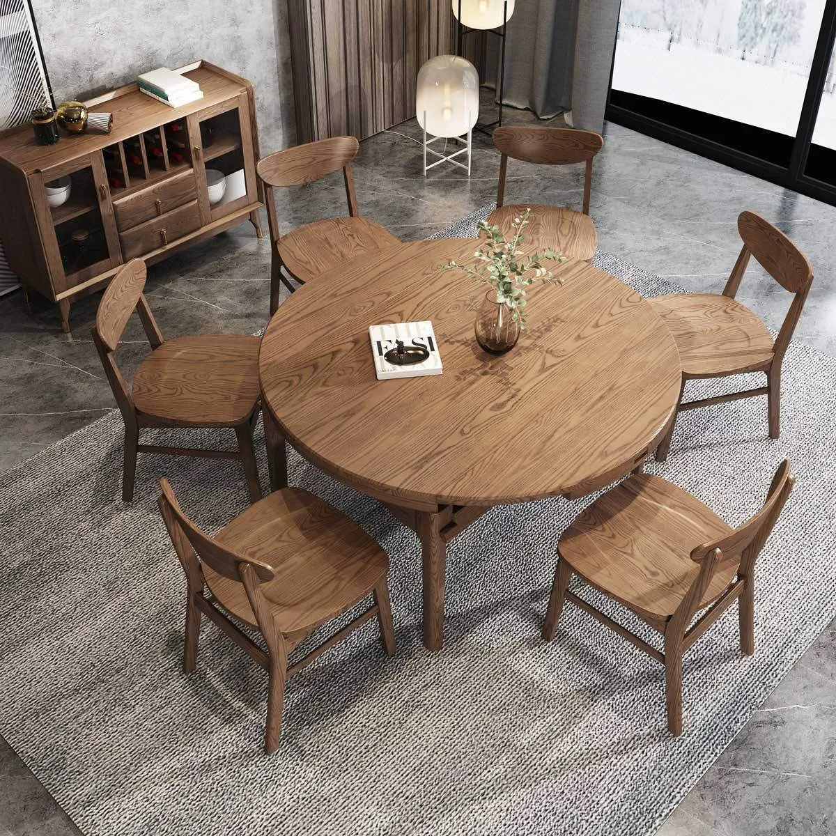 Anxo Ash Wood Extendable Wooden Dining Table