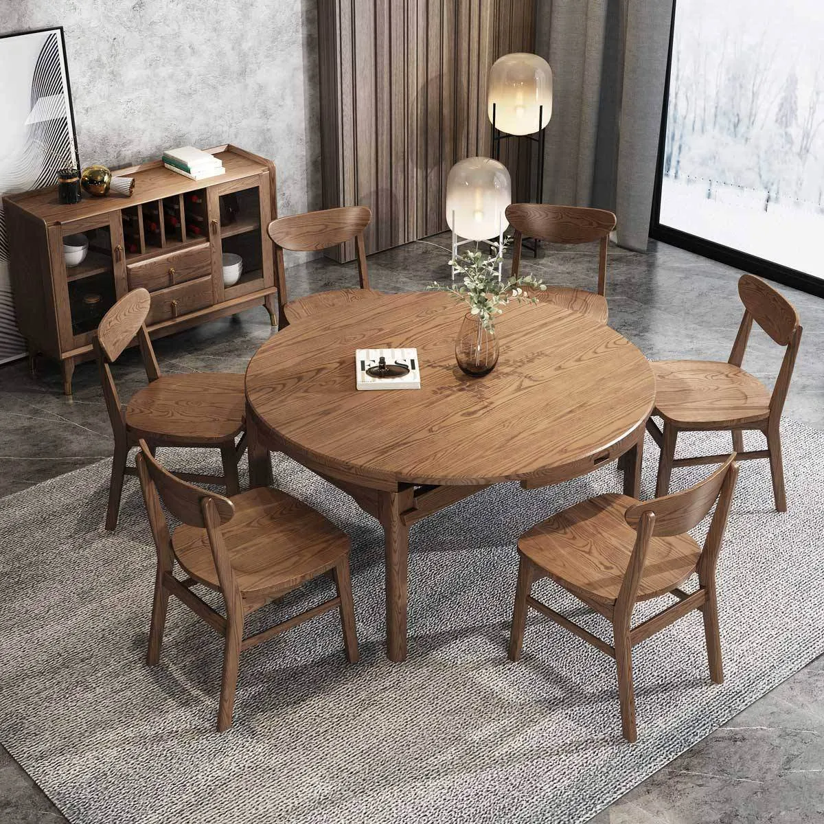 Anxo Ash Wood Extendable Wooden Dining Table