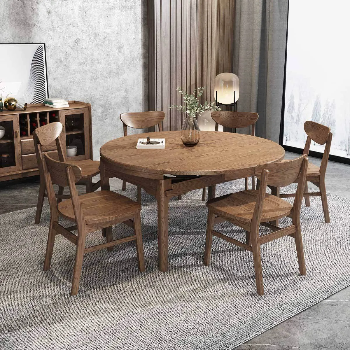 Anxo Ash Wood Extendable Wooden Dining Table