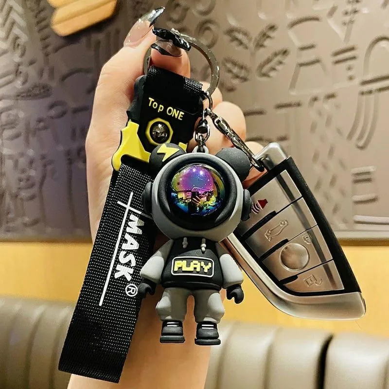 Astronaut Silicon Keychain With Bagcharm And Strap (Choose From Drop Down Menu)