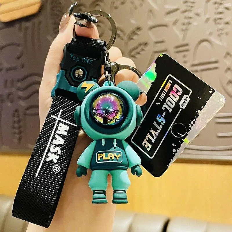 Astronaut Silicon Keychain With Bagcharm And Strap (Choose From Drop Down Menu)