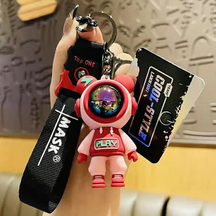 Astronaut Silicon Keychain With Bagcharm And Strap (Choose From Drop Down Menu)