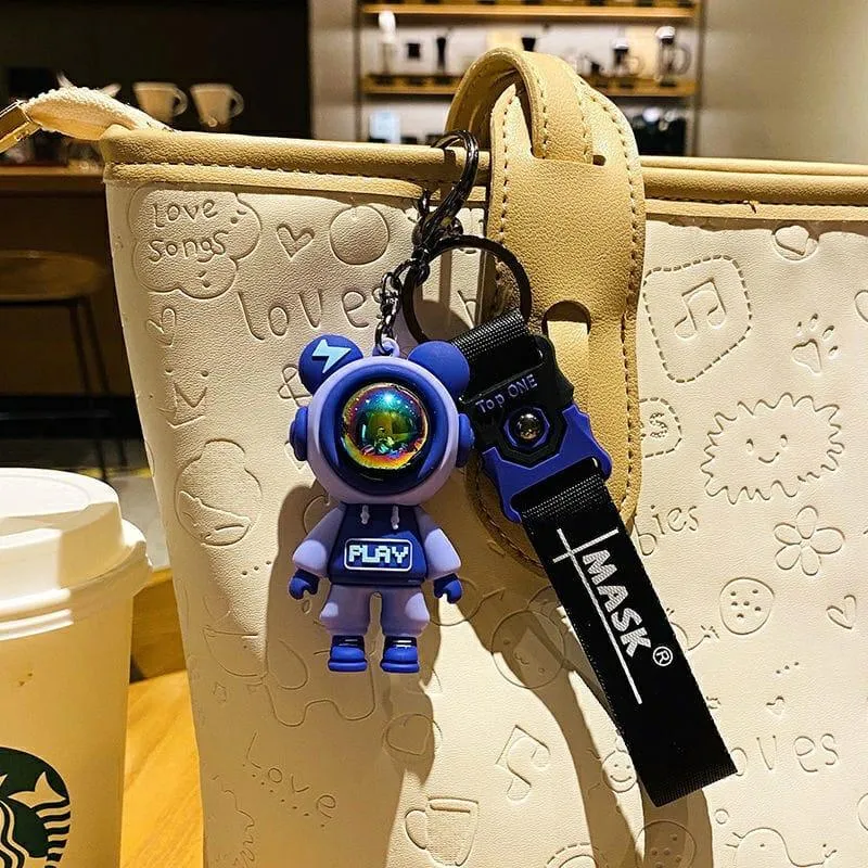 Astronaut Silicon Keychain With Bagcharm And Strap (Choose From Drop Down Menu)