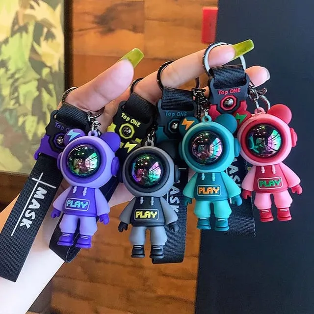 Astronaut Silicon Keychain With Bagcharm And Strap (Choose From Drop Down Menu)