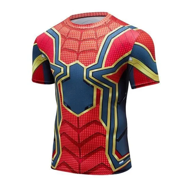 Avengers 3 IRON SPIDERMAN Short Sleeve Compression Shirt for Men