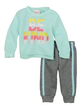 Baby Girls 0-9M Be Kind Sweatshirt and Joggers Set