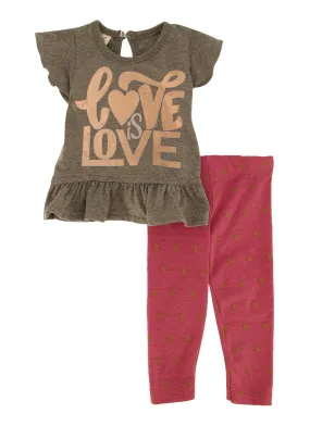 Baby Girls 0-9M Love Is Love Graphic Tee and Leggings