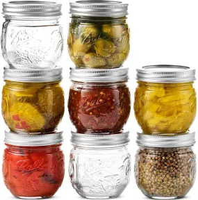 Ball Regular Mason Jar 8 oz, [Set of 8] Canning Jars, With Airtight Lids & Bands - Safe For Canning, Fermenting, Pickling, Storage - Beverages & Decor. Toxin Free,   SEWANTA Jar Opener