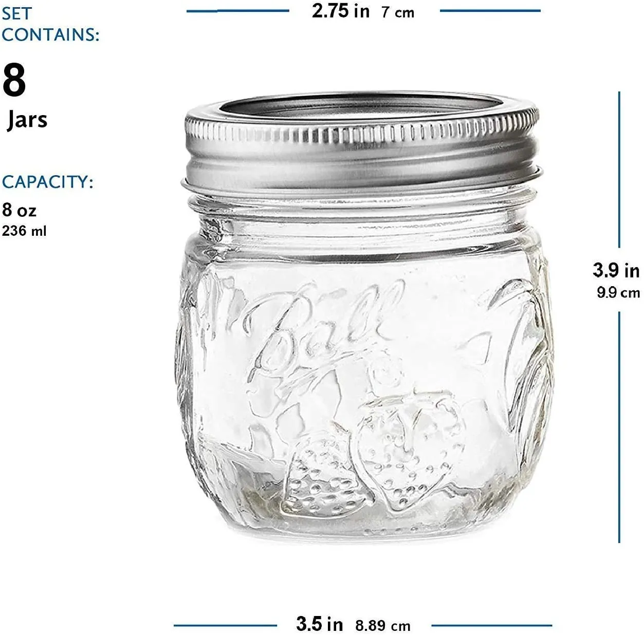 Ball Regular Mason Jar 8 oz, [Set of 8] Canning Jars, With Airtight Lids & Bands - Safe For Canning, Fermenting, Pickling, Storage - Beverages & Decor. Toxin Free,   SEWANTA Jar Opener