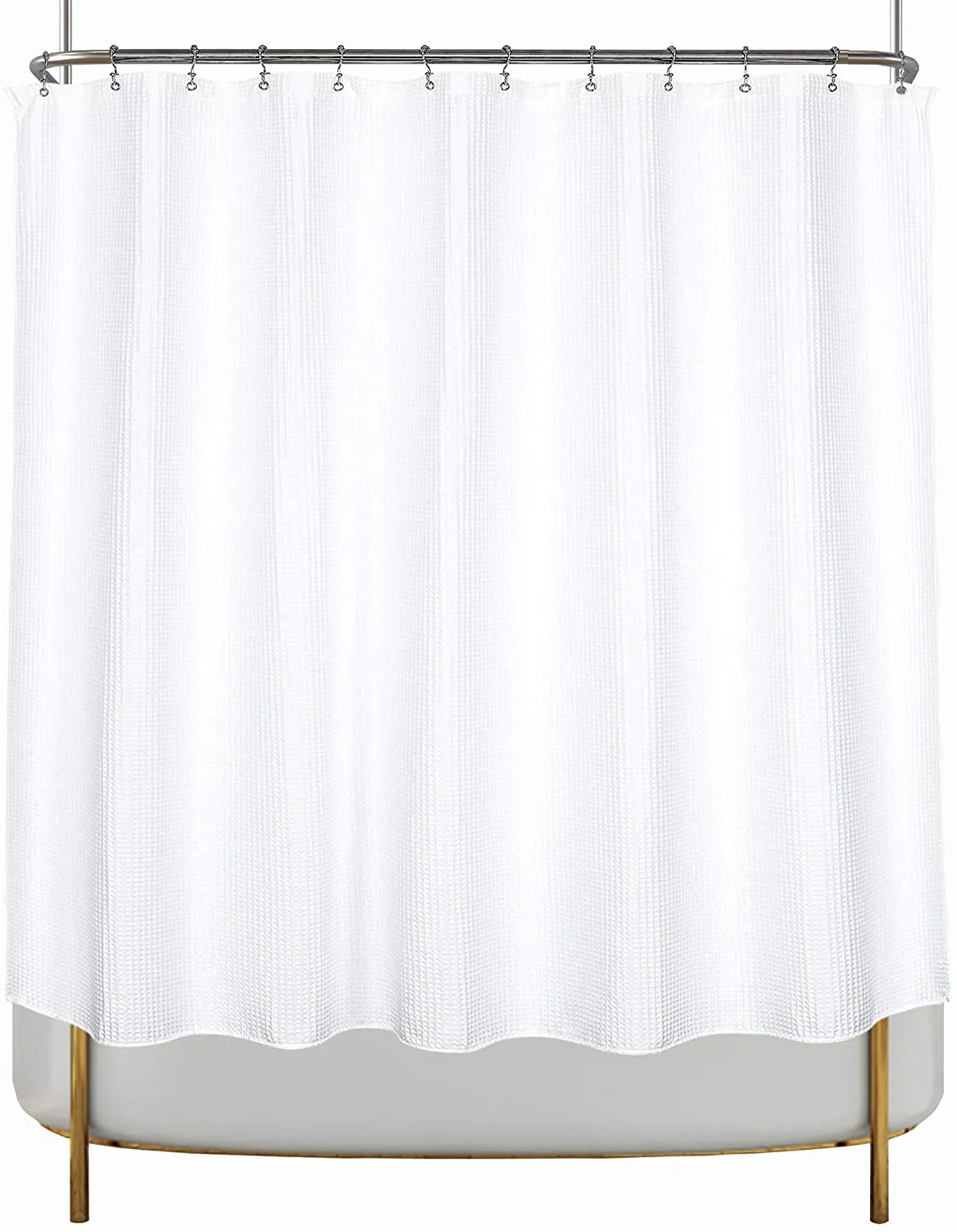 Barossa Design Cotton Blend Shower Curtain Honeycomb Waffle Weave, Soft & Hotel Spa, Washable