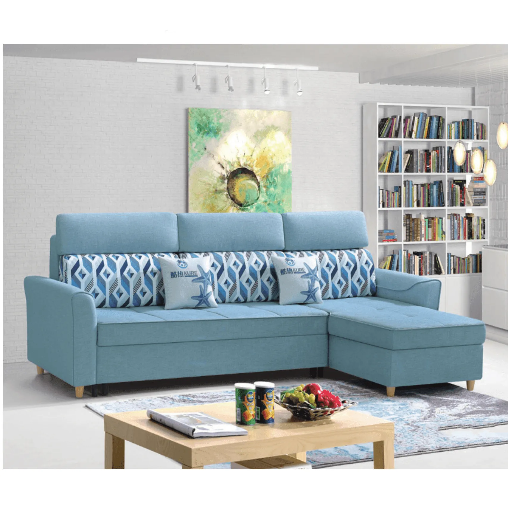 Bernice L-Shaped Fabric Storage Sofa Bed