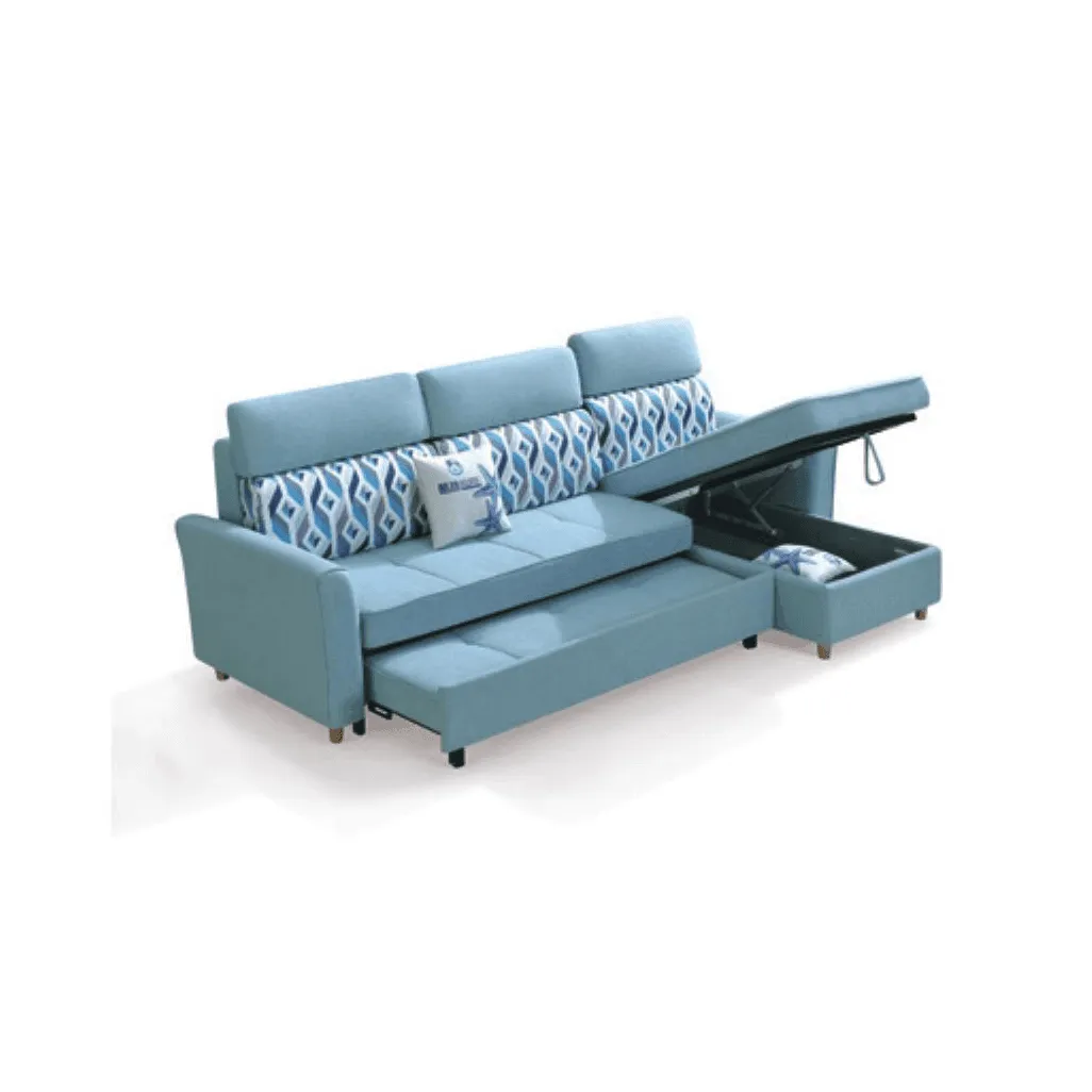 Bernice L-Shaped Fabric Storage Sofa Bed