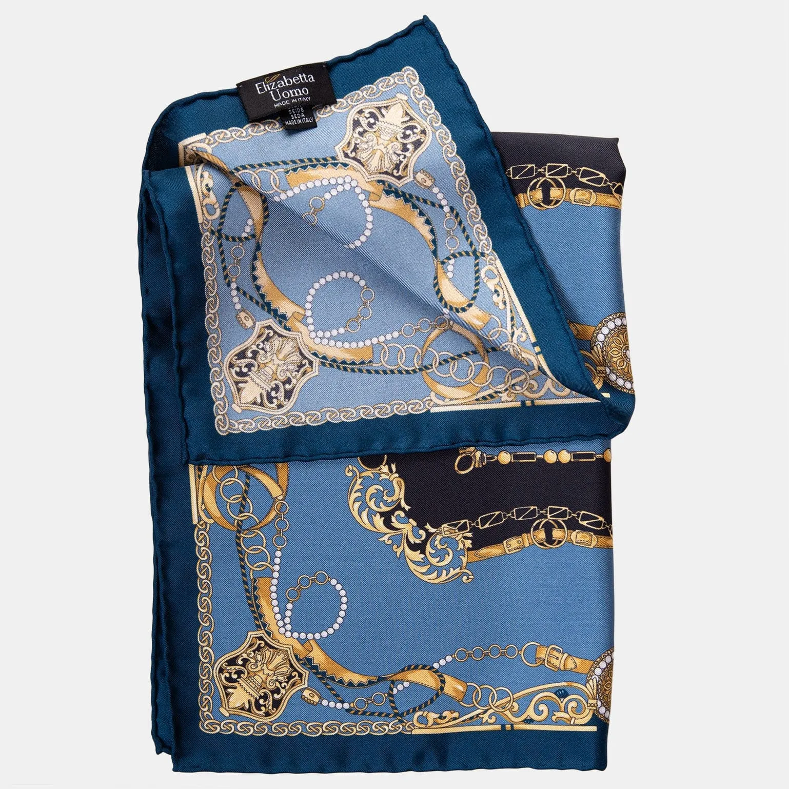 Bernini - Silk Pocket Square - Blue