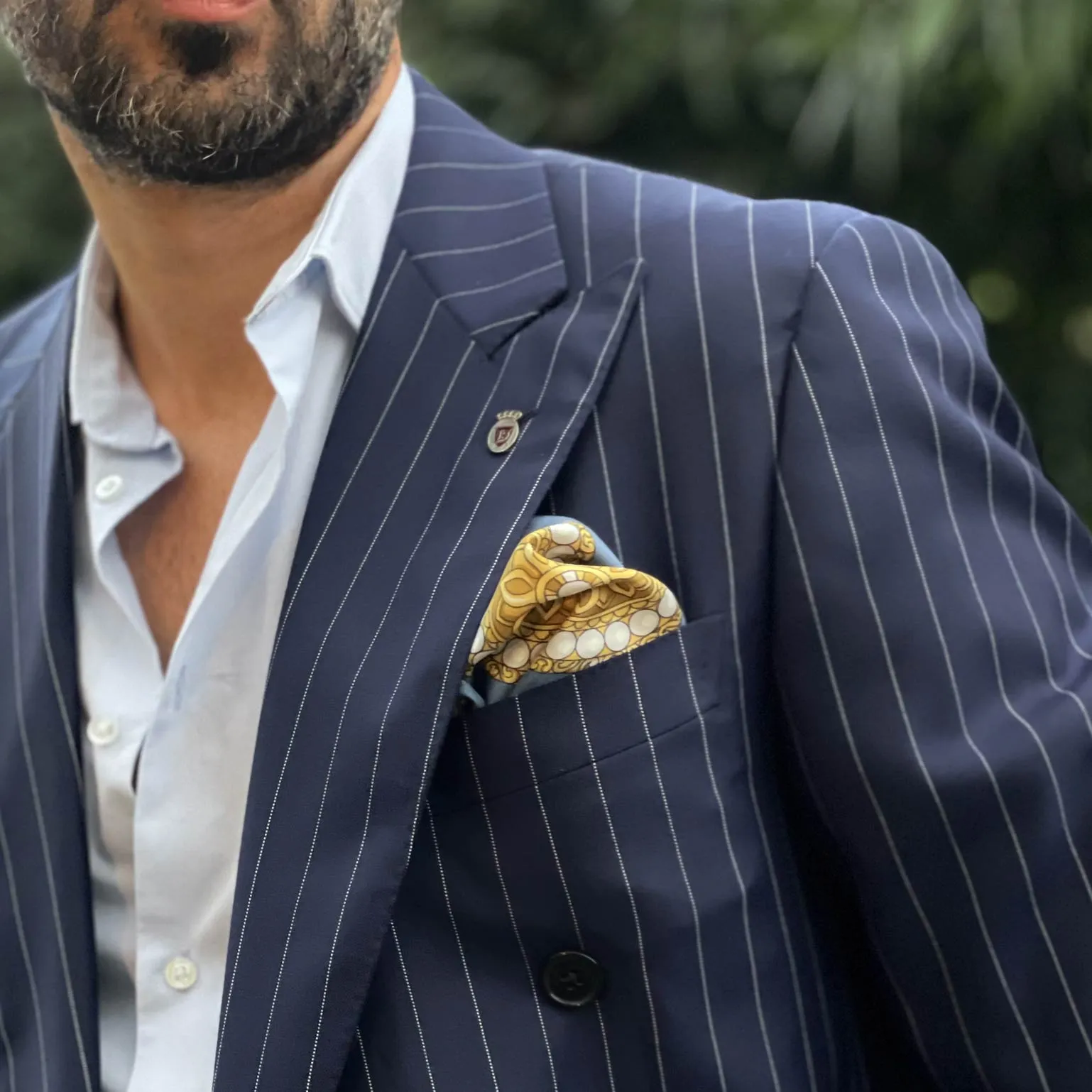 Bernini - Silk Pocket Square - Blue