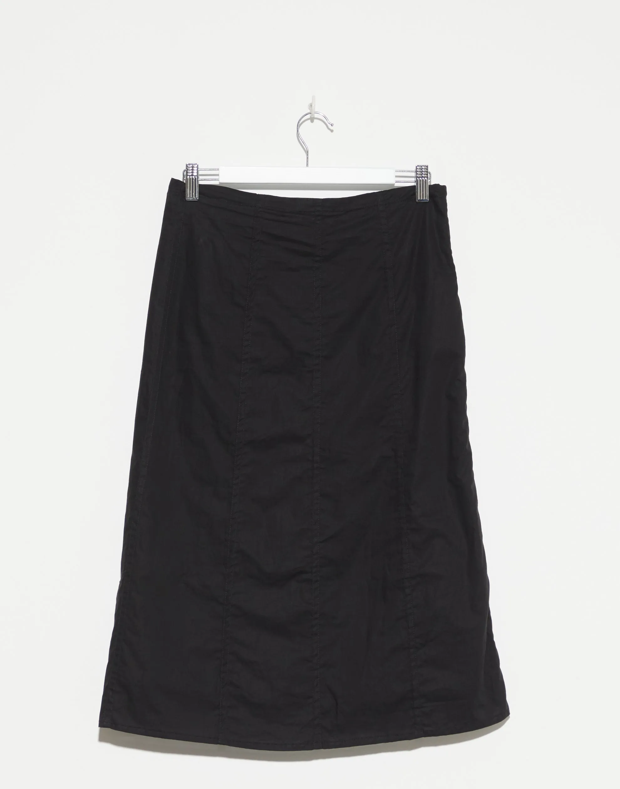 Black Cotton Poplin Double Lace Up Skirt