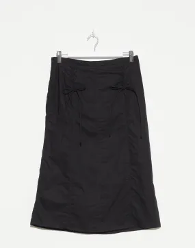 Black Cotton Poplin Double Lace Up Skirt