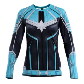 Blue CAPTAIN MARVEL Long Sleeve Compression Shirt for Women