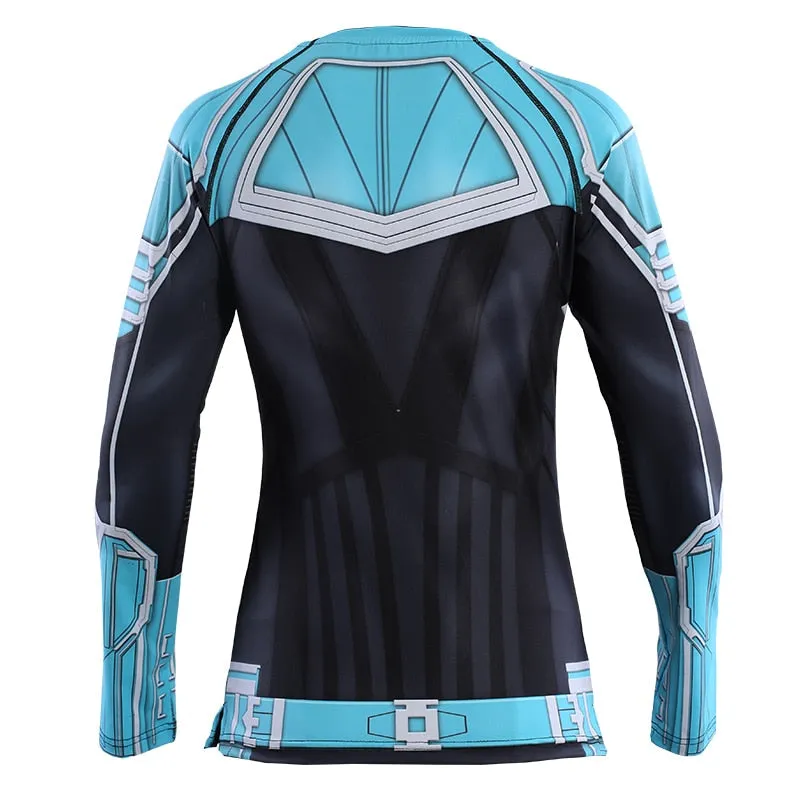 Blue CAPTAIN MARVEL Long Sleeve Compression Shirt for Women