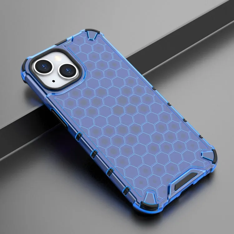 Blue Honeycomb Phone Case Compatible with iPhone 15, Slim Protective Cover Shell - Durable TPU PC Material, Scratch-Resistant, Lightweight Design, Precise Cut-Outs for Easy Access to Features, Cool