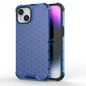 Blue Honeycomb Phone Case Compatible with iPhone 15, Slim Protective Cover Shell - Durable TPU PC Material, Scratch-Resistant, Lightweight Design, Precise Cut-Outs for Easy Access to Features, Cool