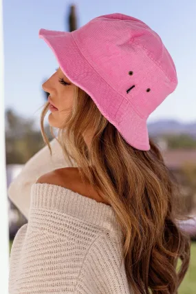 Bright Out Pink Corduroy Bucket Hat