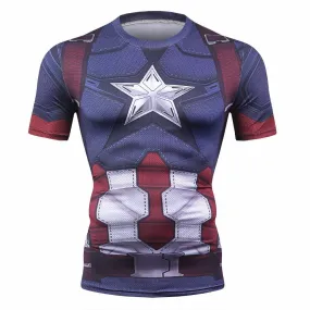 CAPTAIN AMERICA Short Sleeve Compression Shirt for Men