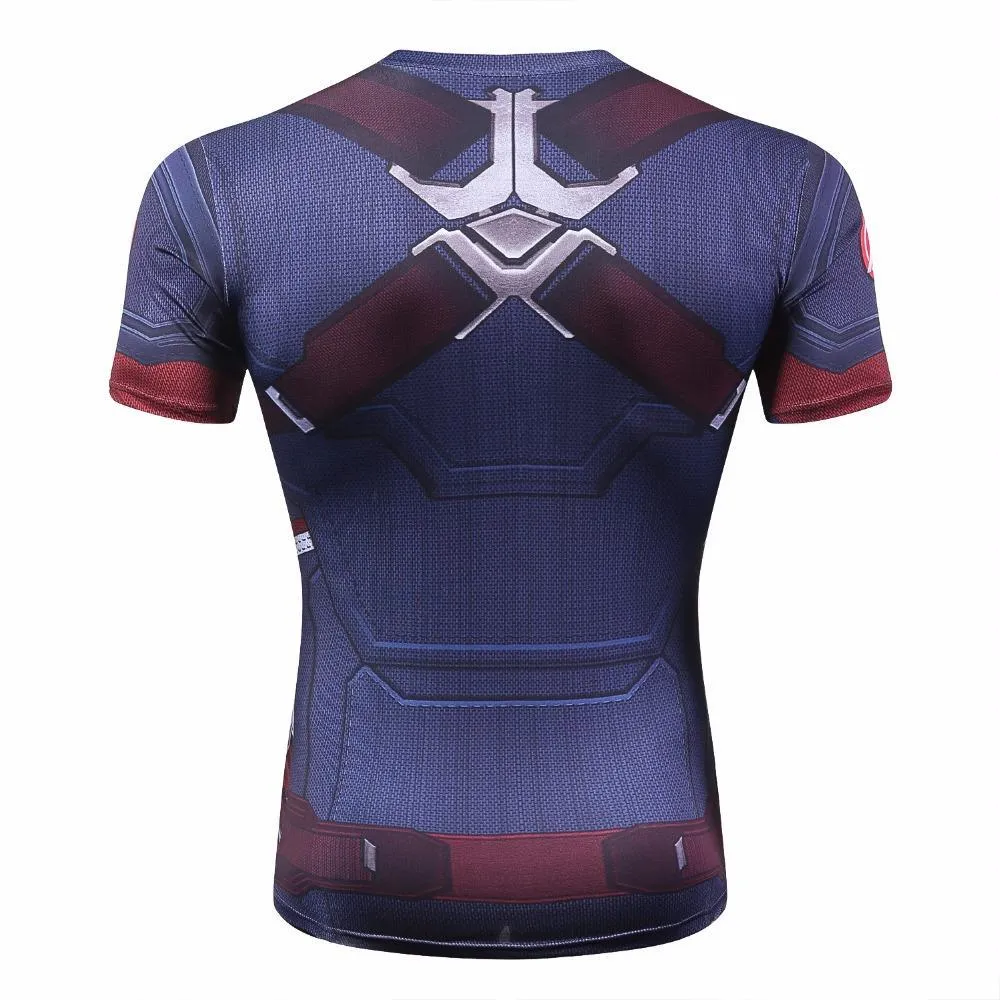 CAPTAIN AMERICA Short Sleeve Compression Shirt for Men