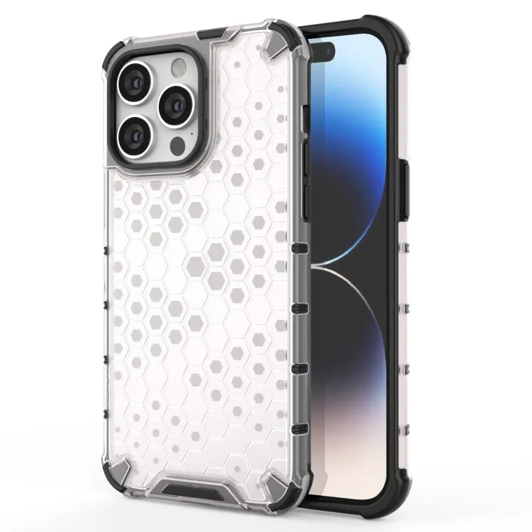 Compatible with iPhone 15 Pro Max - White Honeycomb Phone Case for Ultimate Protection | TPU PC Material, Fashionable Design, Precise Cut-Outs | Lightweight, Scratch, and Abrasion-Resistant - Easy to