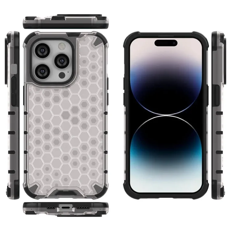 Compatible with iPhone 15 Pro Max - White Honeycomb Phone Case for Ultimate Protection | TPU PC Material, Fashionable Design, Precise Cut-Outs | Lightweight, Scratch, and Abrasion-Resistant - Easy to