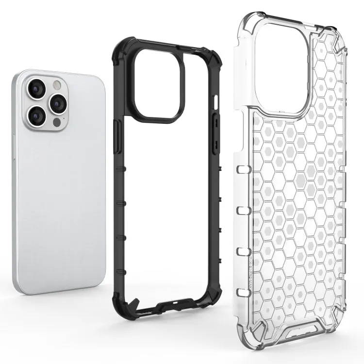 Compatible with iPhone 15 Pro Max - White Honeycomb Phone Case for Ultimate Protection | TPU PC Material, Fashionable Design, Precise Cut-Outs | Lightweight, Scratch, and Abrasion-Resistant - Easy to