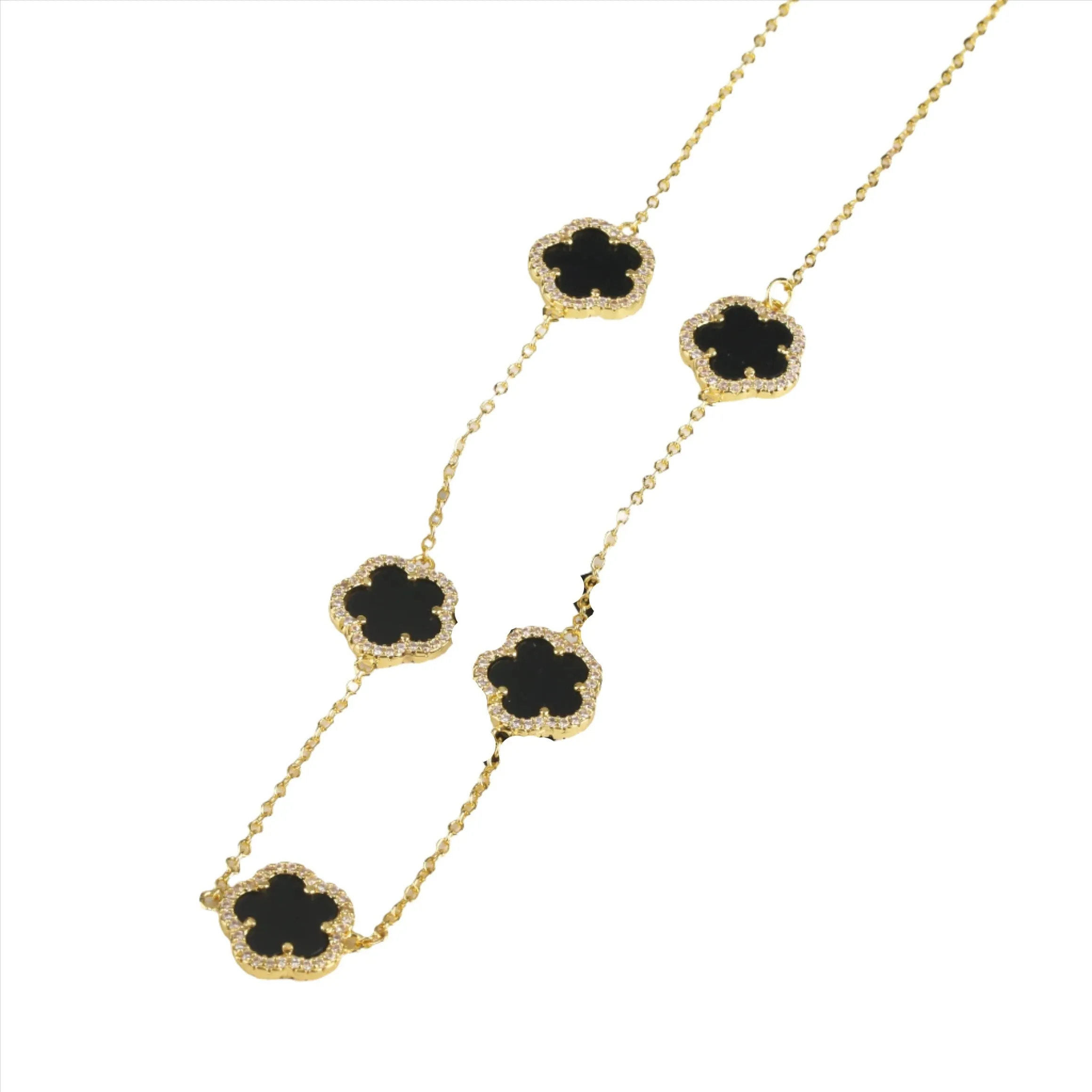 Diamond Floral Gold-Plated Jewelry