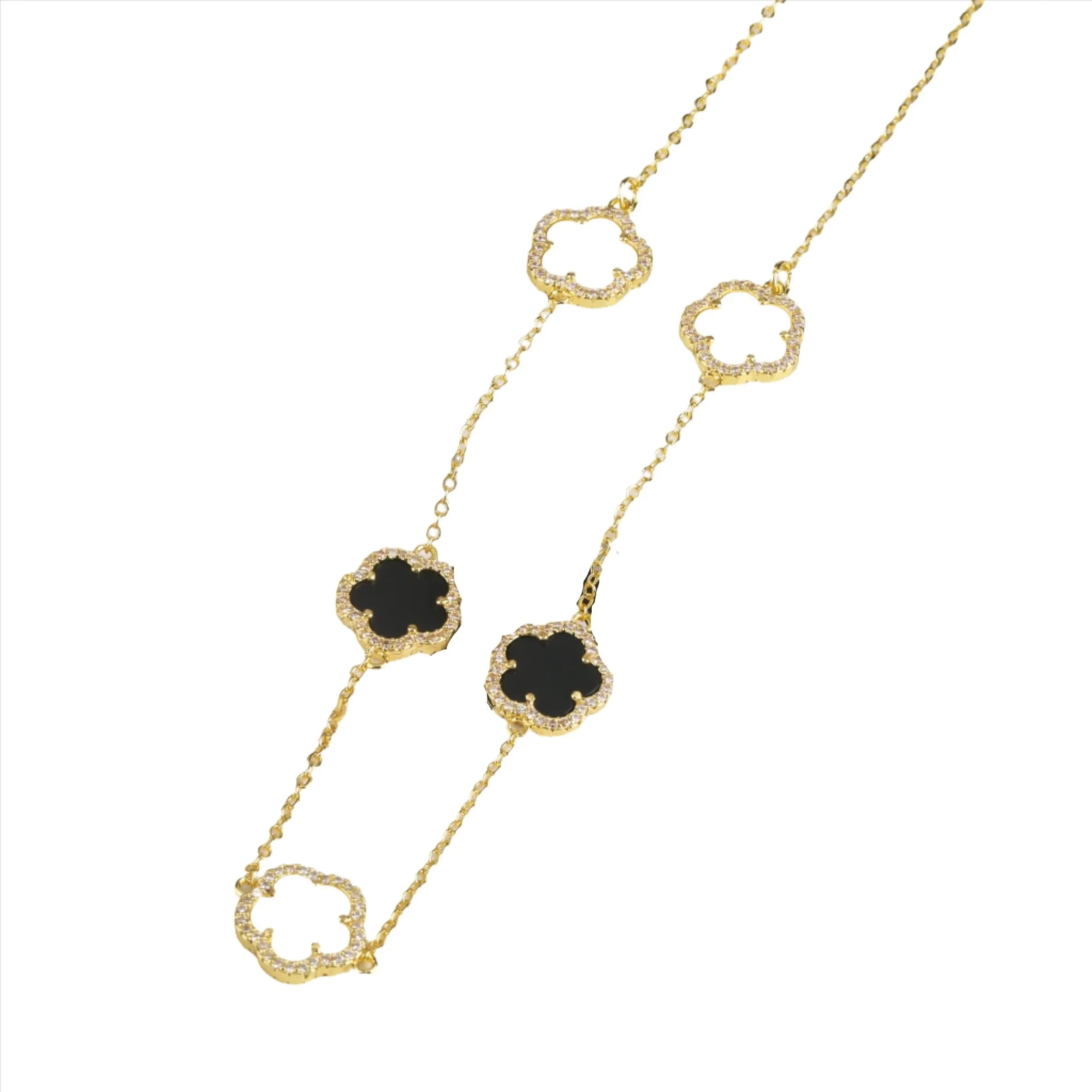 Diamond Floral Gold-Plated Jewelry