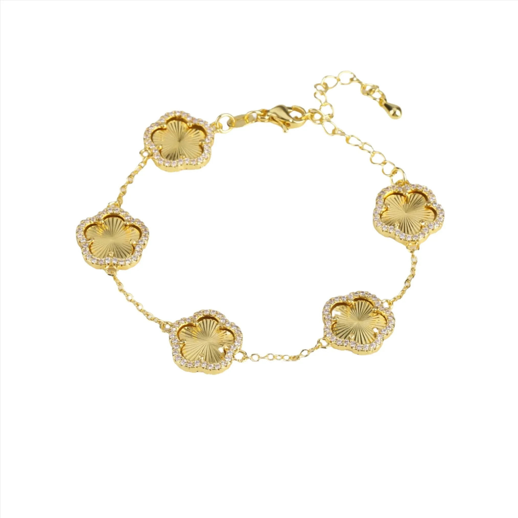 Diamond Floral Gold-Plated Jewelry