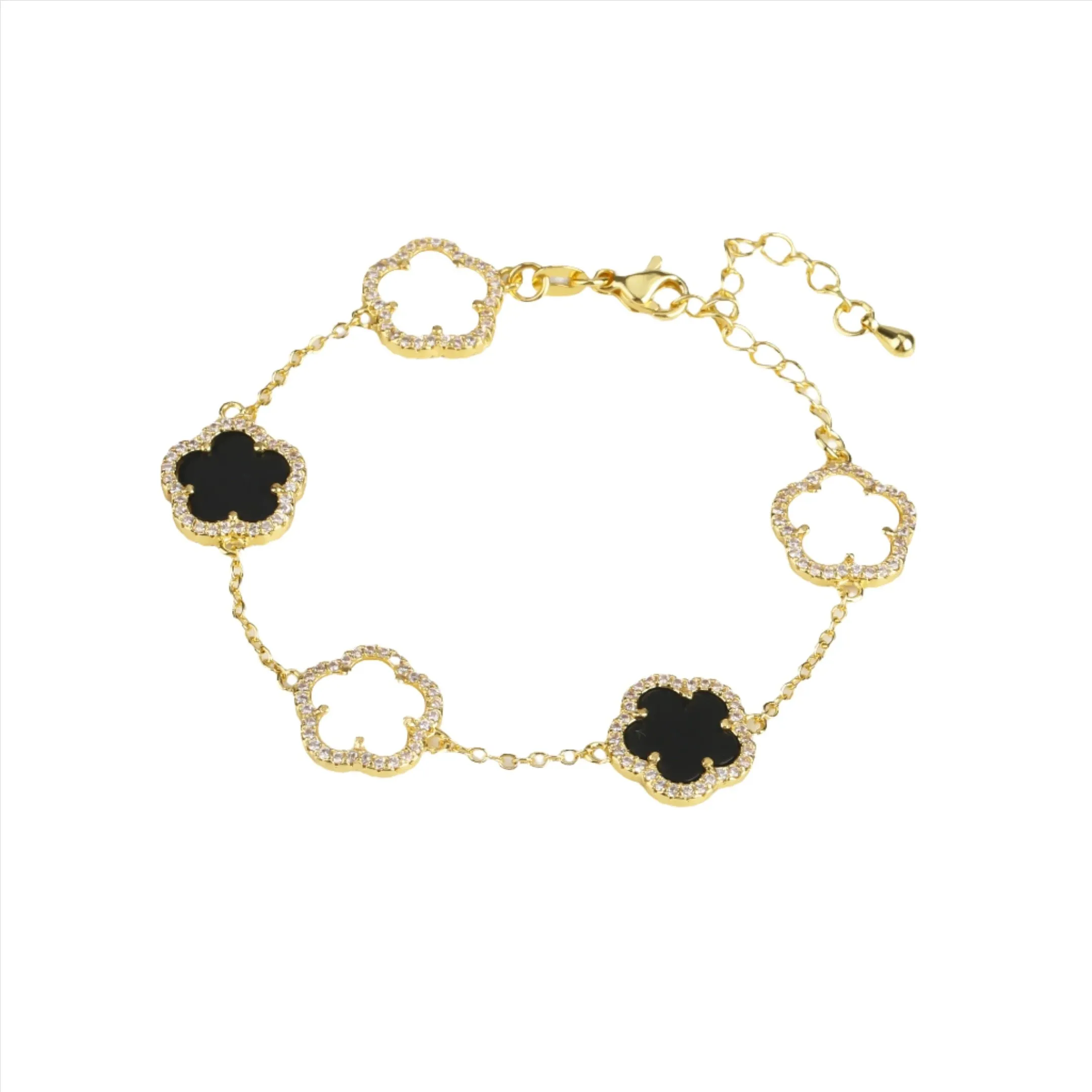 Diamond Floral Gold-Plated Jewelry