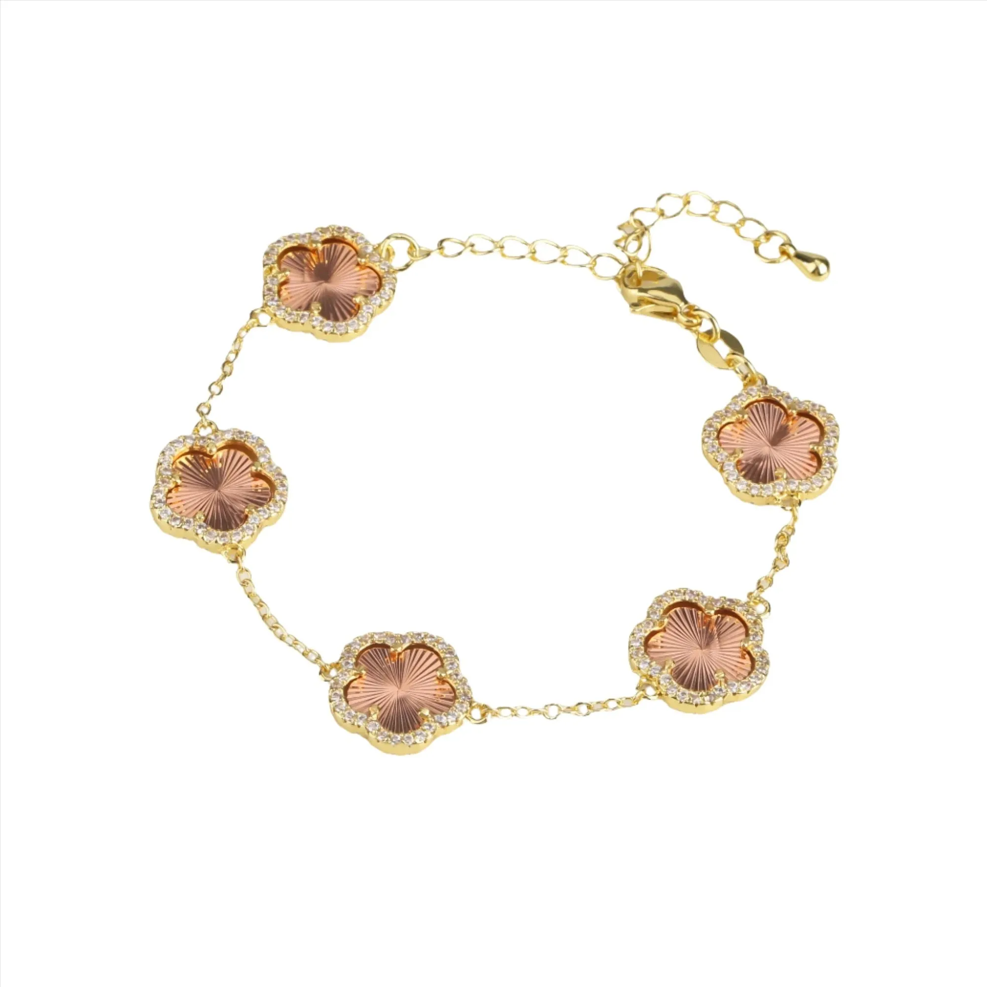 Diamond Floral Gold-Plated Jewelry