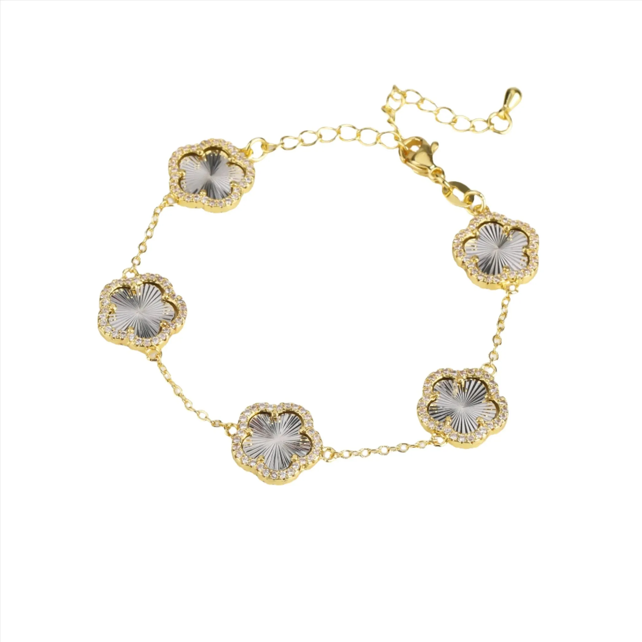 Diamond Floral Gold-Plated Jewelry