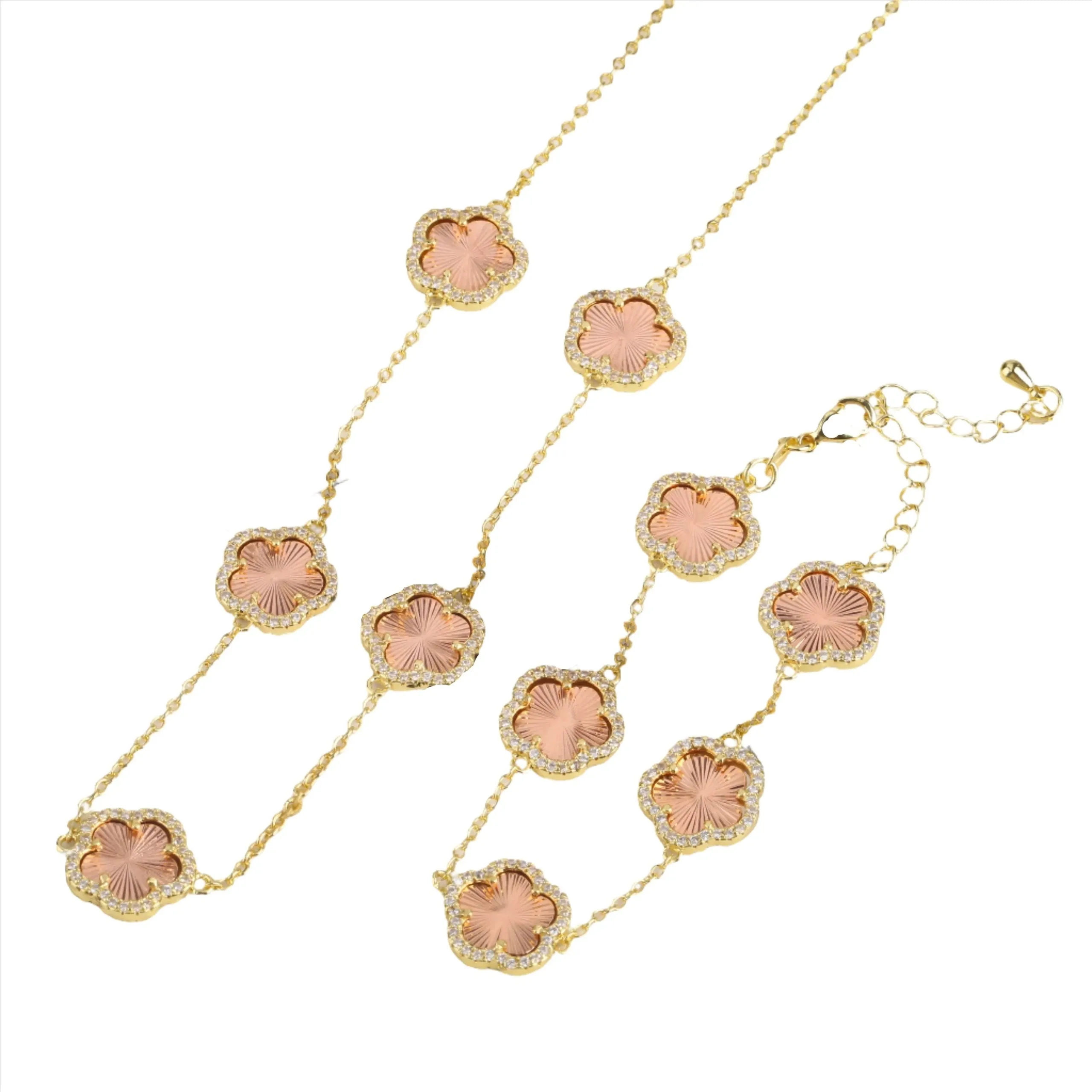 Diamond Floral Gold-Plated Jewelry