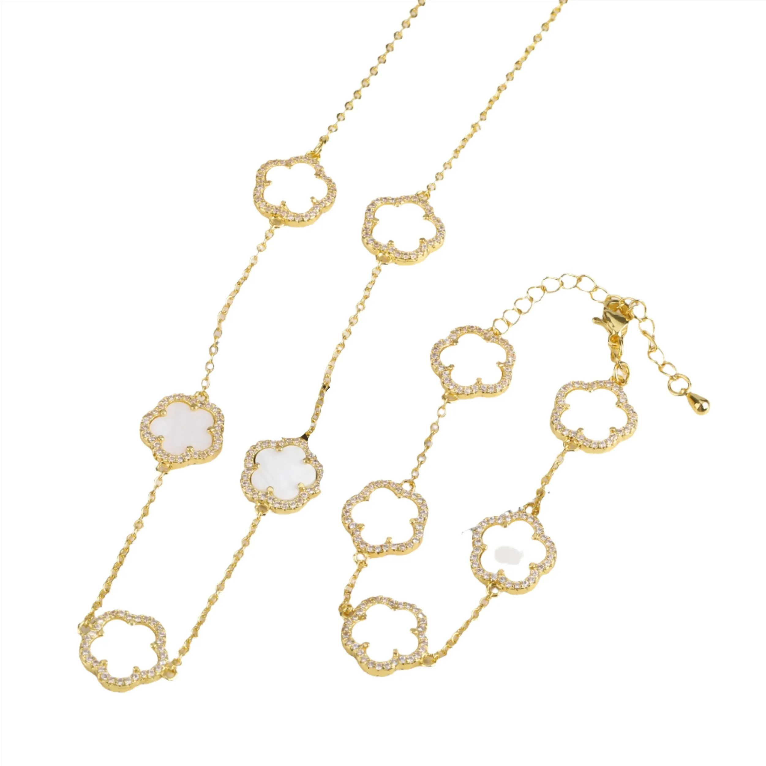 Diamond Floral Gold-Plated Jewelry