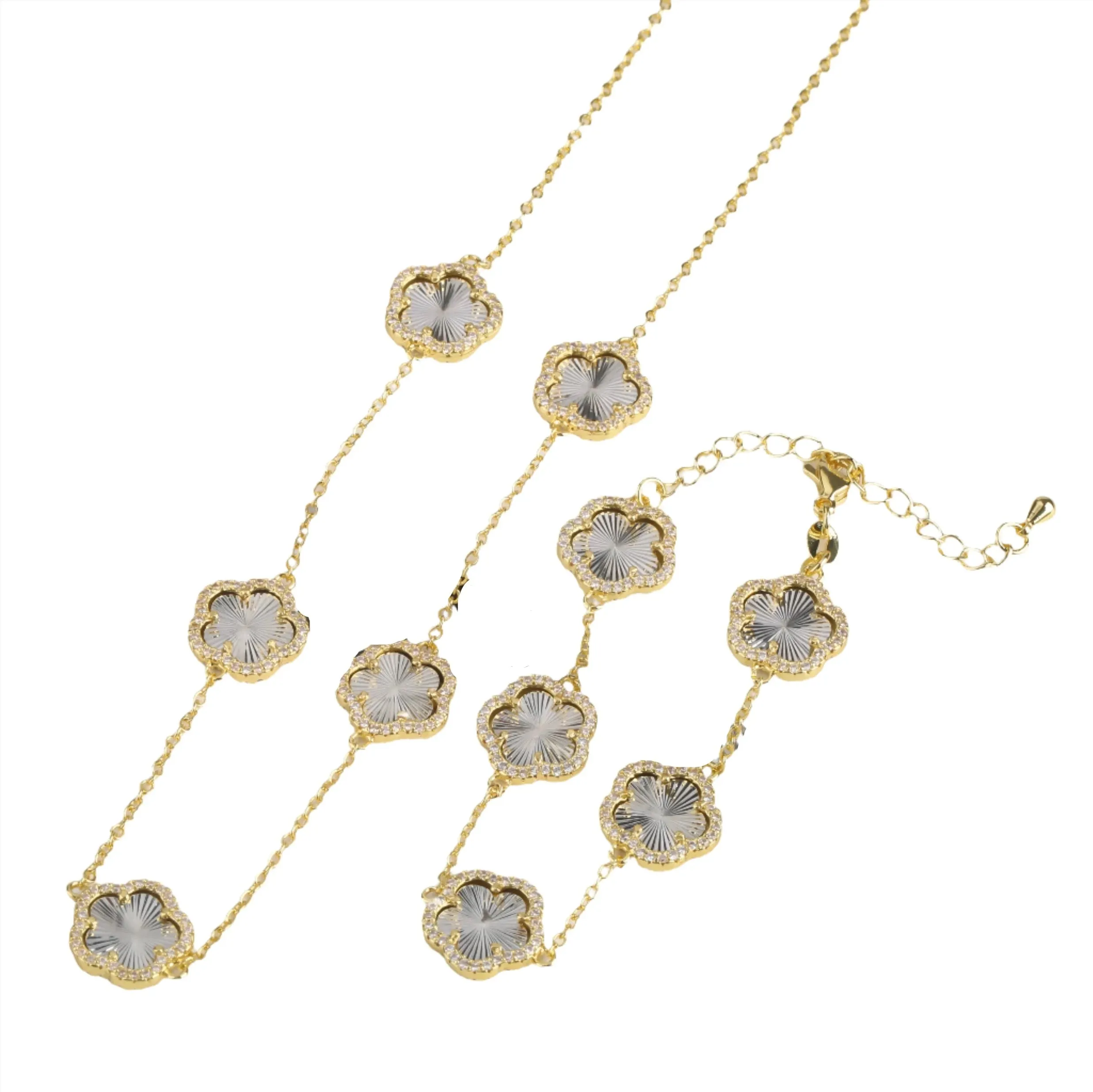 Diamond Floral Gold-Plated Jewelry