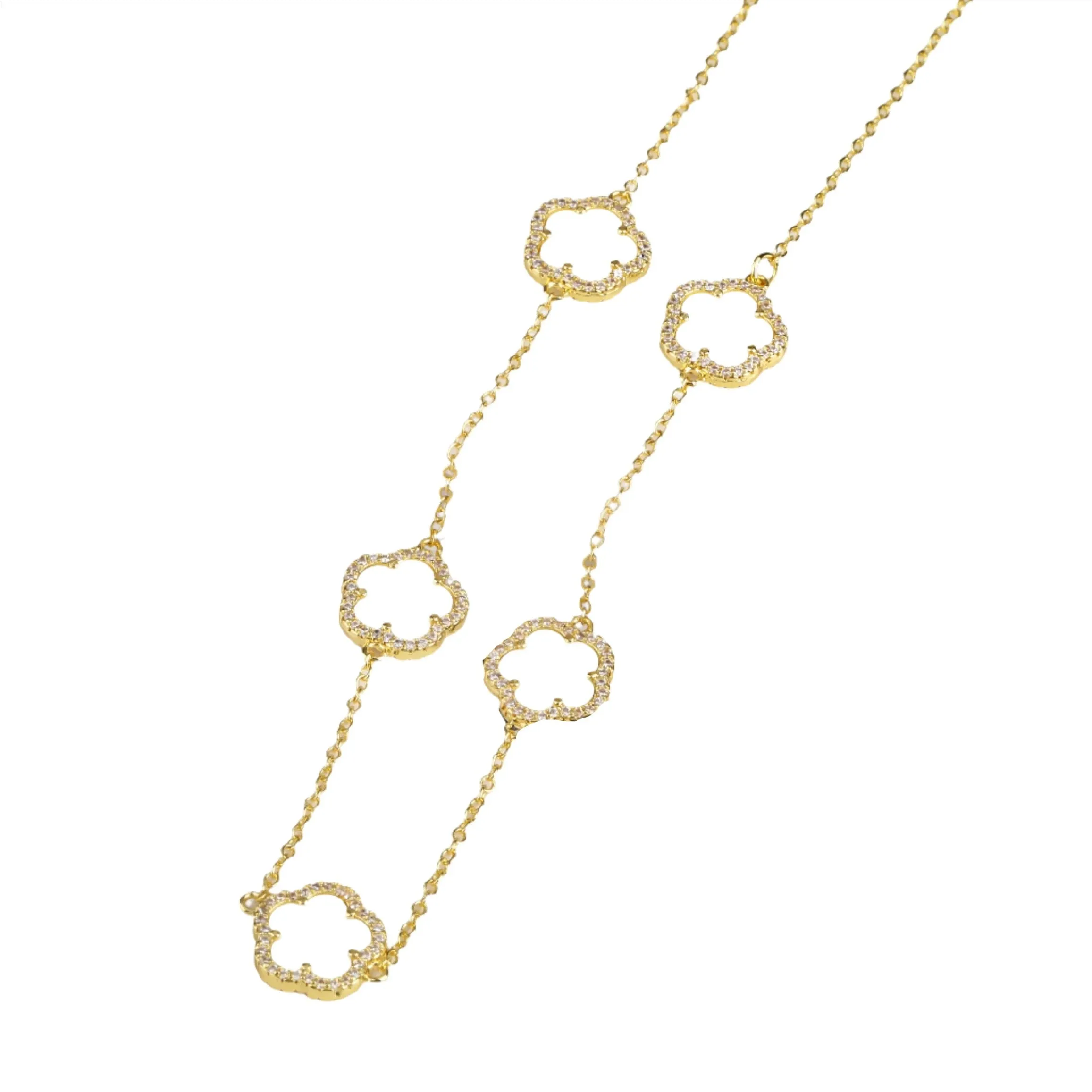 Diamond Floral Gold-Plated Jewelry