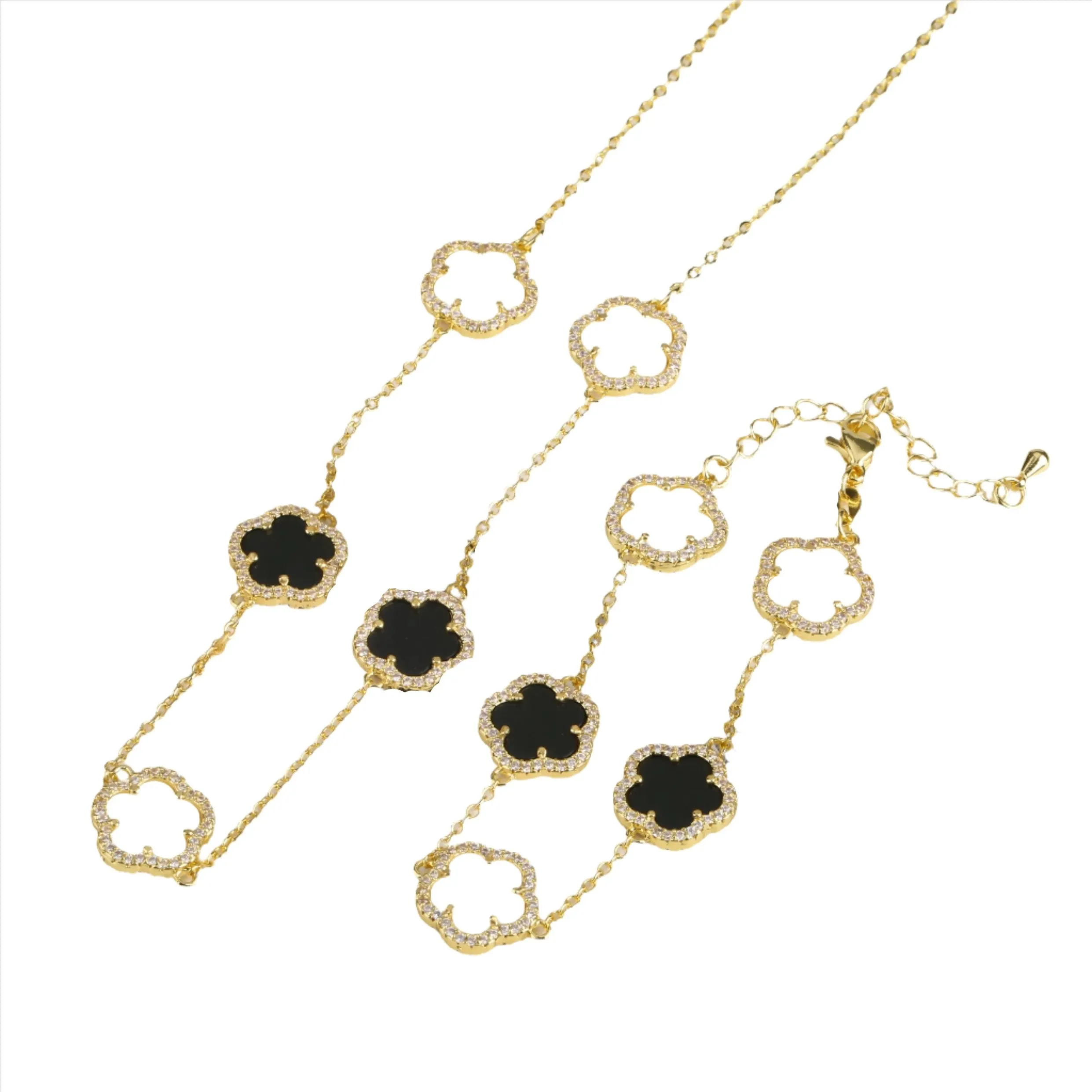 Diamond Floral Gold-Plated Jewelry