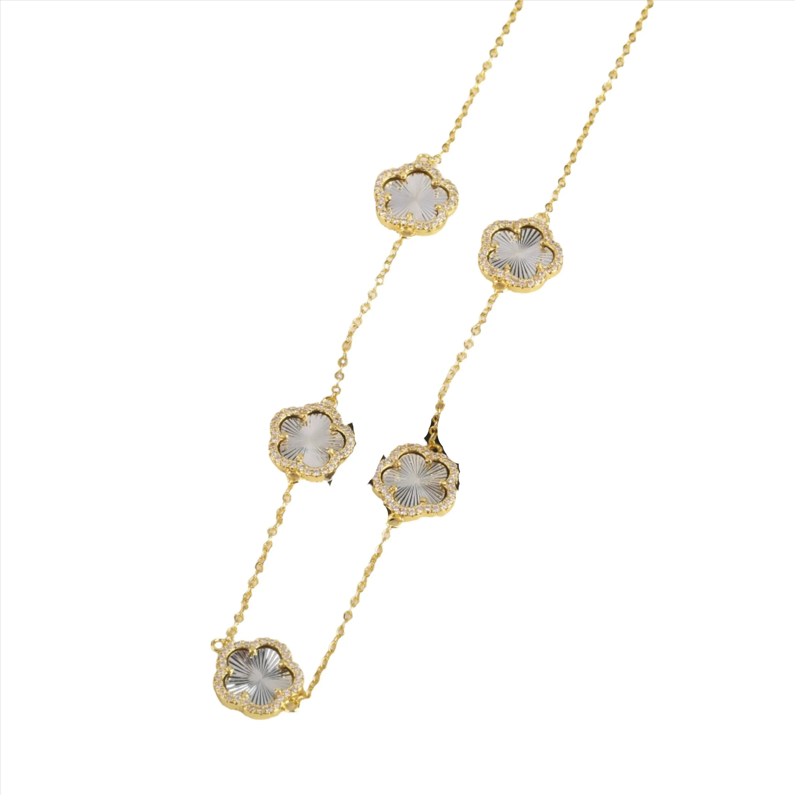 Diamond Floral Gold-Plated Jewelry