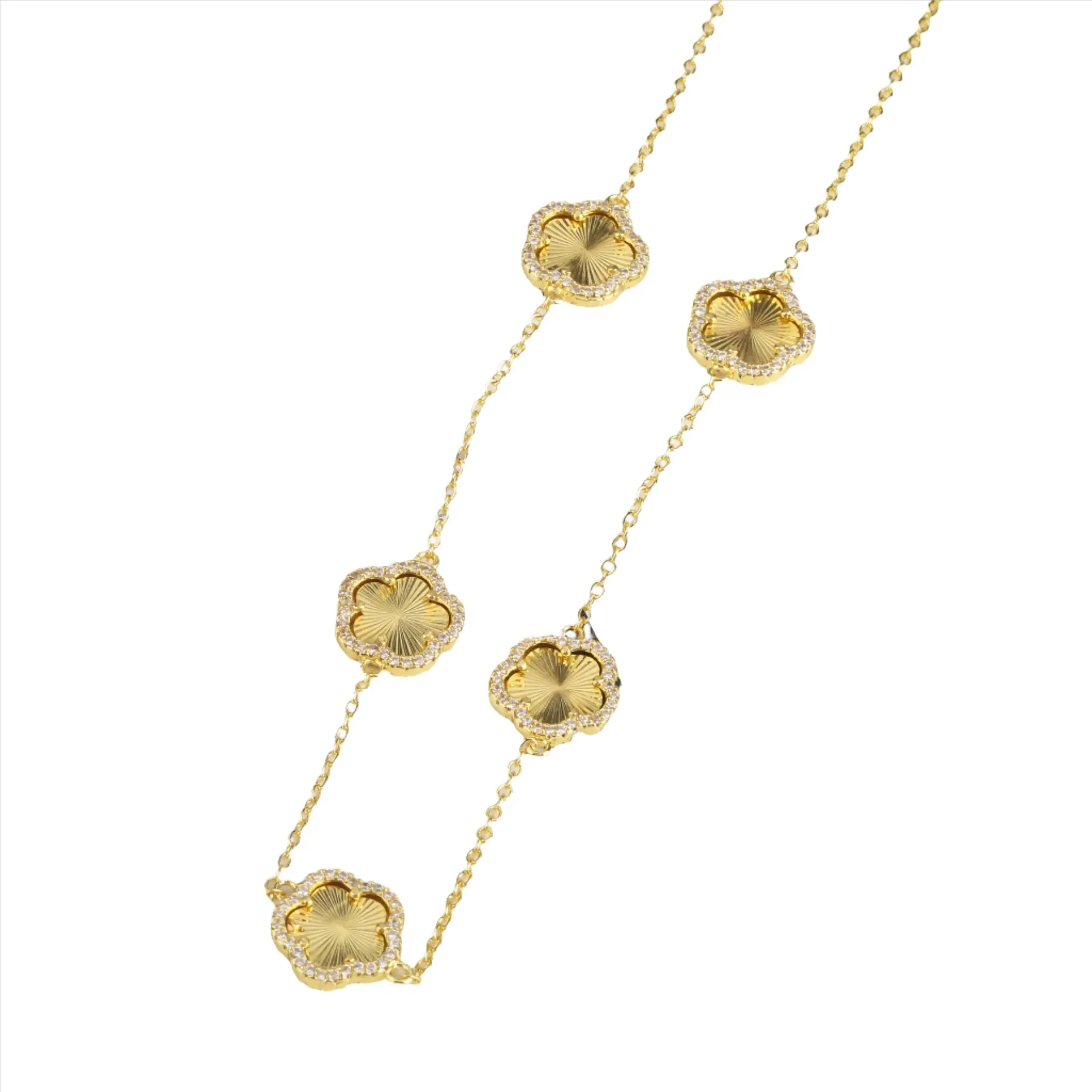 Diamond Floral Gold-Plated Jewelry